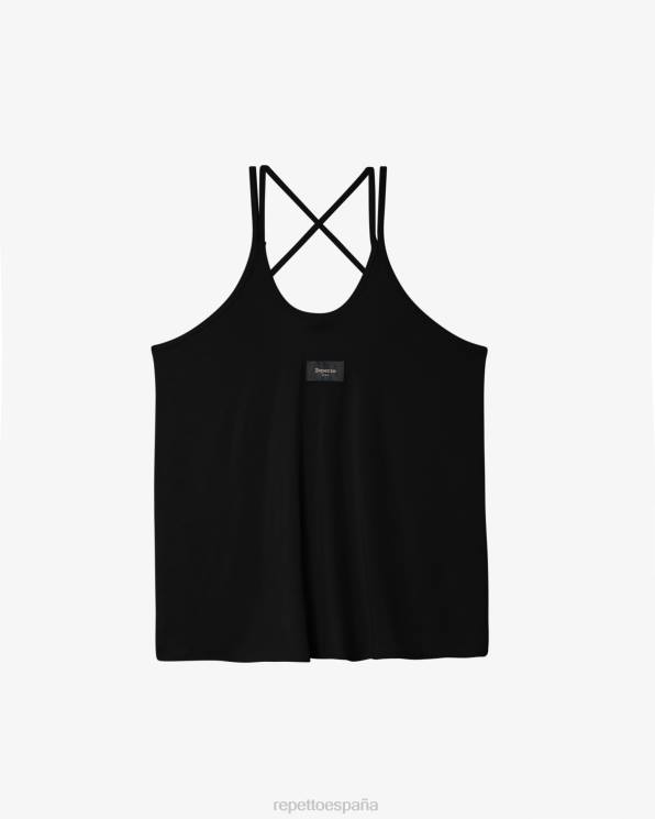 ropa Repetto camiseta sin mangas con tirantes finos Studio negro mujer 6NH6338