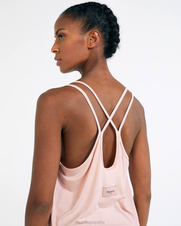 ropa Repetto camiseta sin mangas con tirantes finos Studio rosa pétalo mujer 6NH6326