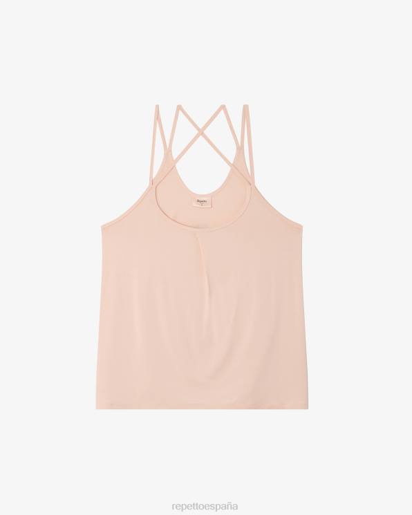 ropa Repetto camiseta sin mangas con tirantes finos Studio rosa pétalo mujer 6NH6326