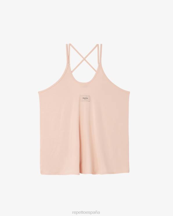 ropa Repetto camiseta sin mangas con tirantes finos Studio rosa pétalo mujer 6NH6326