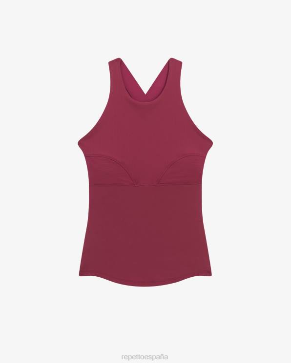 ropa Repetto camiseta sin mangas de práctica rojo burdeos mujer 6NH6319