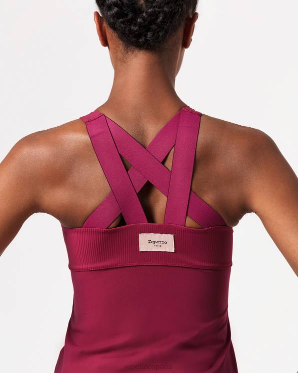 ropa Repetto camiseta sin mangas de práctica rojo burdeos mujer 6NH6319