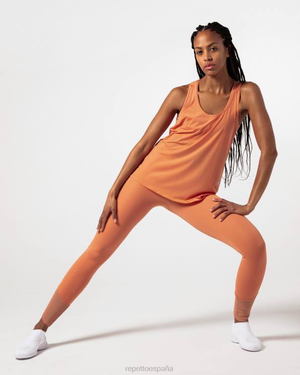 ropa Repetto camiseta sin mangas de seda activa naranja bronce mujer 6NH6323
