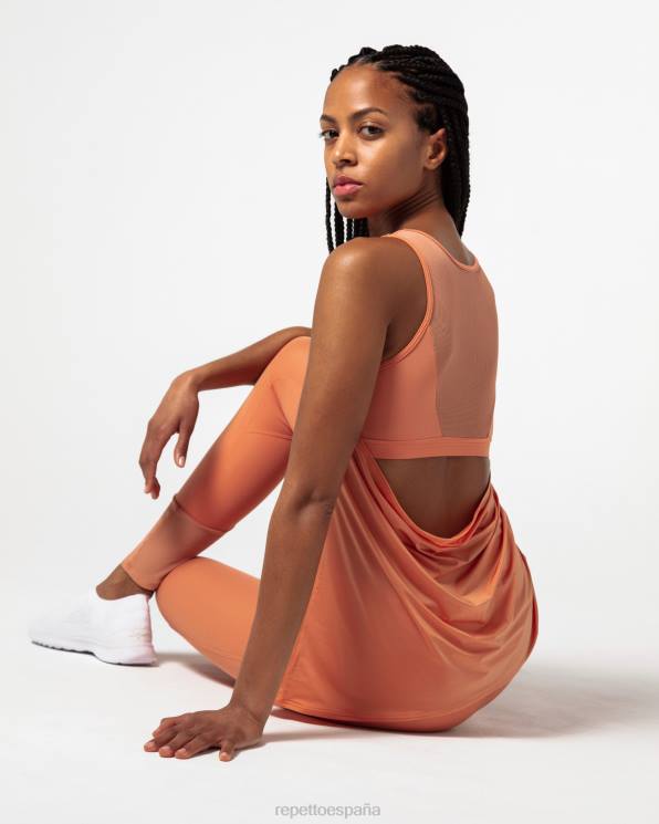 ropa Repetto camiseta sin mangas de seda activa naranja bronce mujer 6NH6323