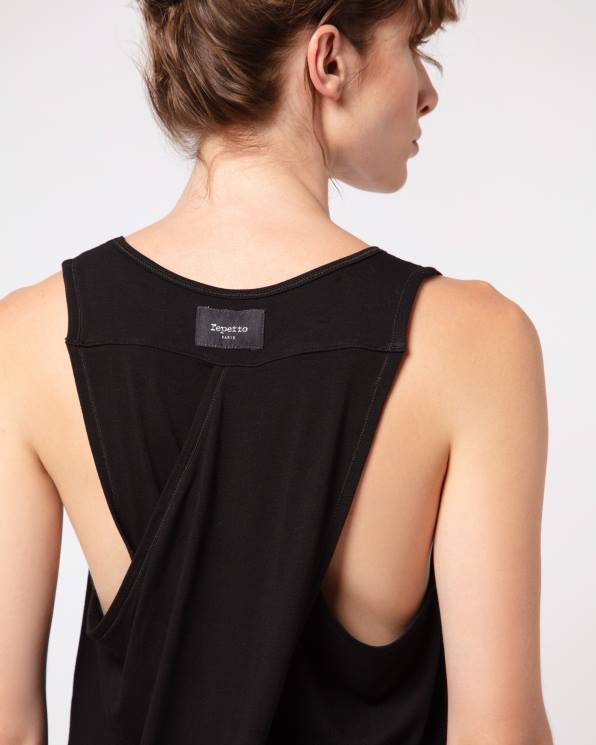 ropa Repetto camiseta sin mangas drapeada Studio negro mujer 6NH6339