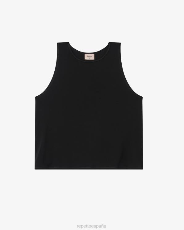 ropa Repetto camiseta sin mangas drapeada Studio negro mujer 6NH6339