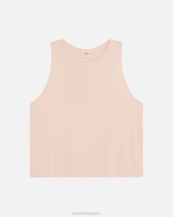 ropa Repetto camiseta sin mangas drapeada Studio rosa pétalo mujer 6NH6329