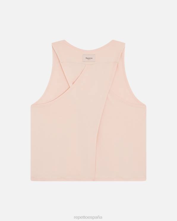 ropa Repetto camiseta sin mangas drapeada Studio rosa pétalo mujer 6NH6329