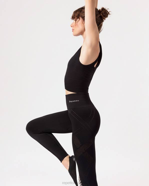 ropa Repetto camiseta sin mangas sin costuras negro mujer 6NH6325