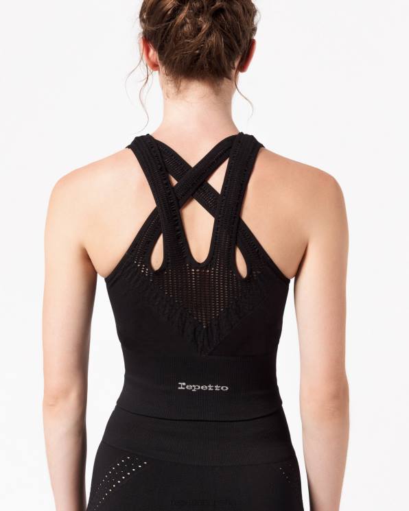 ropa Repetto camiseta sin mangas sin costuras negro mujer 6NH6325