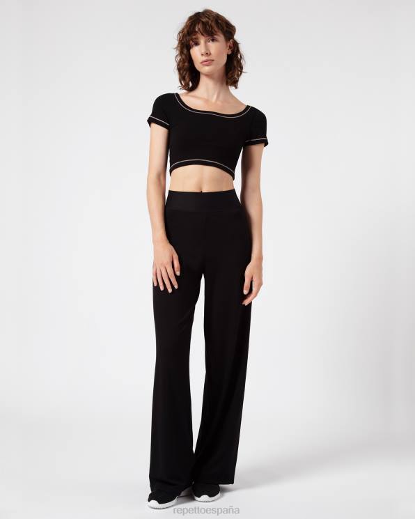 ropa Repetto top corto de canalé negro mujer 6NH6337