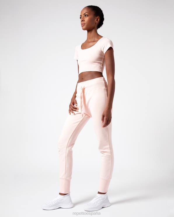 ropa Repetto top corto de canalé rosa pétalo mujer 6NH6328