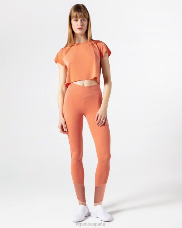 ropa Repetto top corto de seda activo naranja bronce mujer 6NH6330