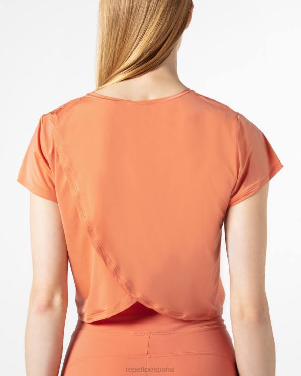 ropa Repetto top corto de seda activo naranja bronce mujer 6NH6330