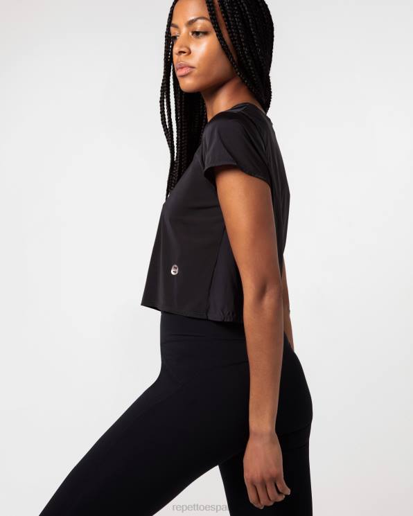 ropa Repetto top corto de seda activo negro mujer 6NH6331