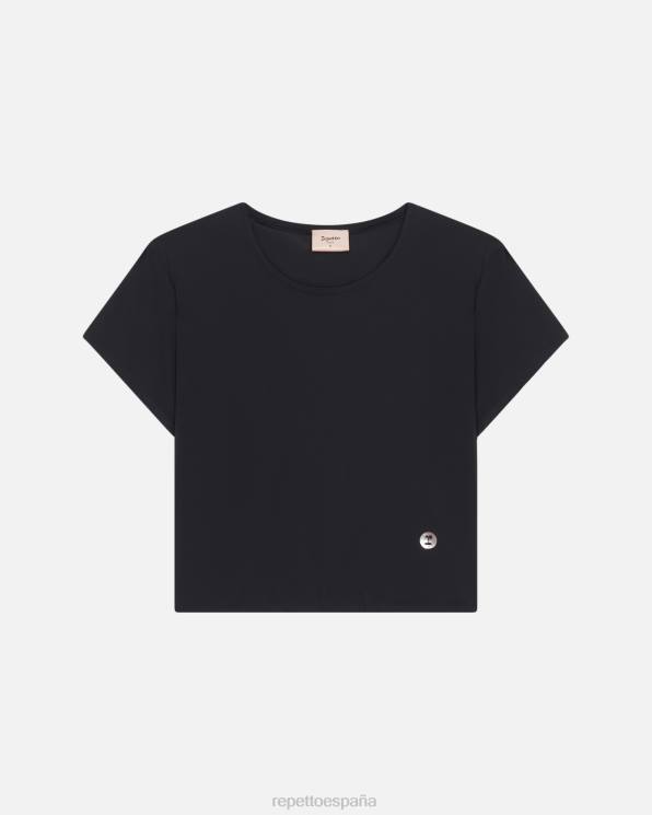 ropa Repetto top corto de seda activo negro mujer 6NH6331