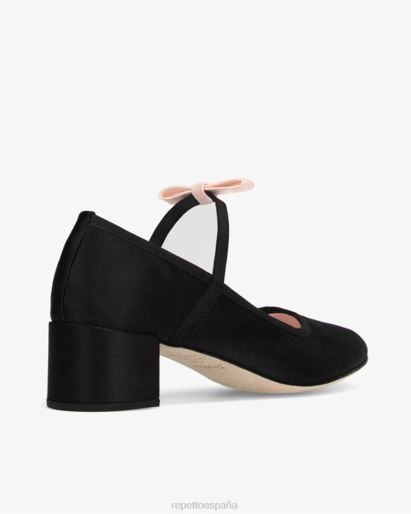 calzado Repetto merceditas guillemette - satén negro y rosa icónico mujer 6NH6152
