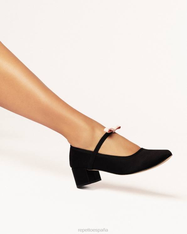calzado Repetto merceditas guillemette - satén negro y rosa icónico mujer 6NH6152