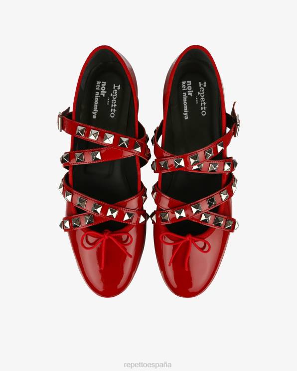 calzado Repetto x noir kei ninomiya - merceditas con plataforma y correa con tachuelas rojo llameante mujer 6NH6183