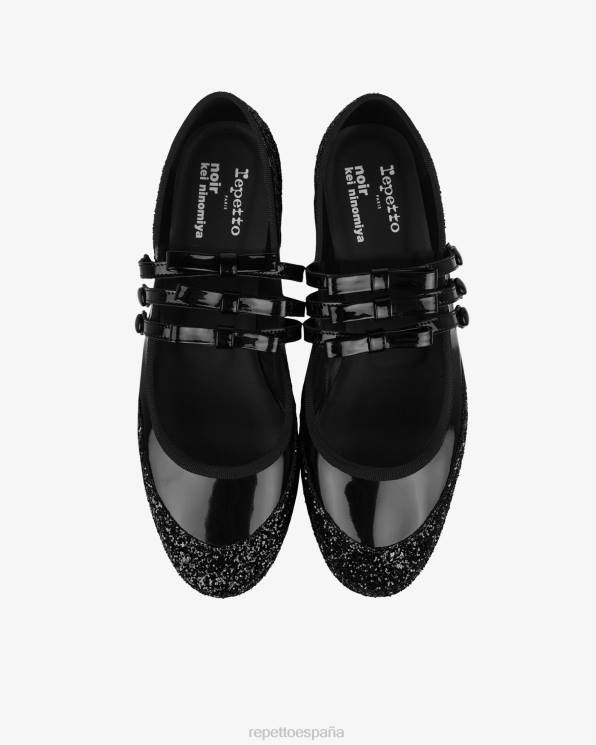 calzado Repetto x noir kei ninomiya - merceditas con plataforma y purpurina negro mujer 6NH6160