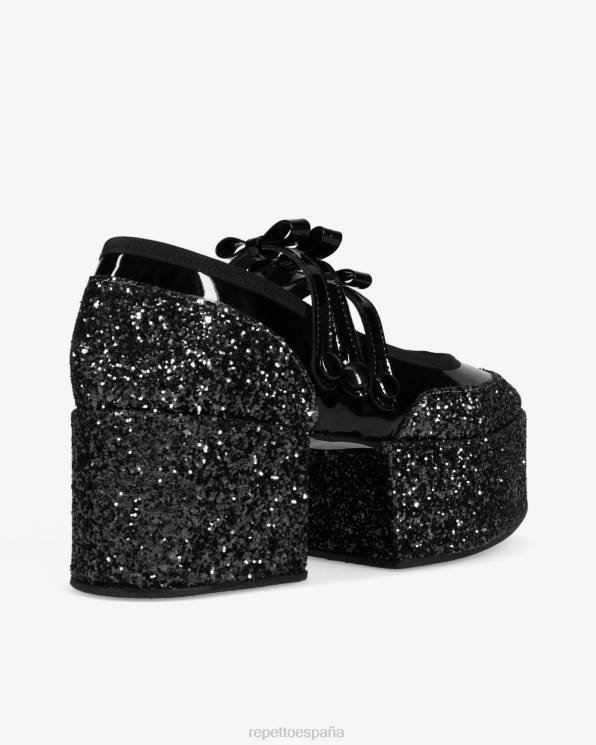 calzado Repetto x noir kei ninomiya - merceditas con plataforma y purpurina negro mujer 6NH6160