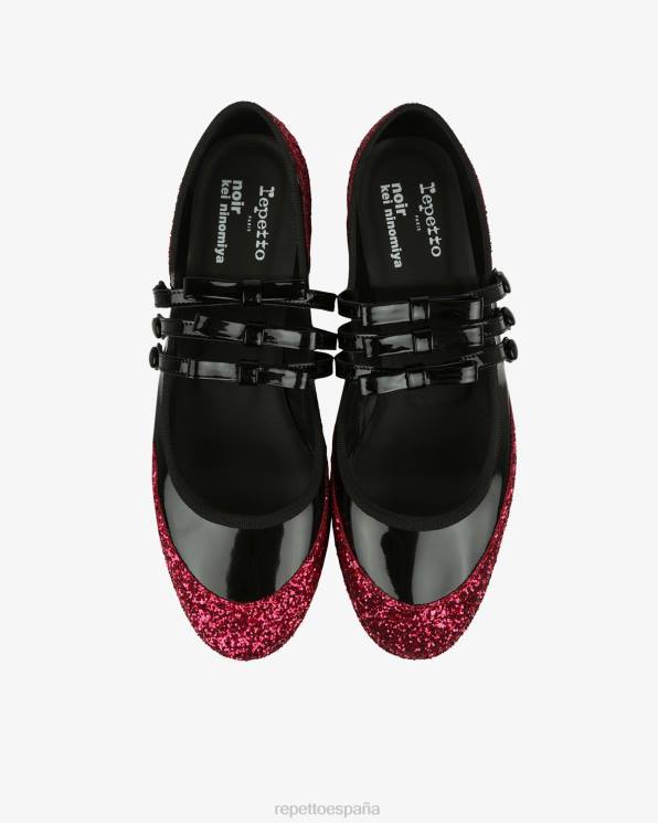 calzado Repetto x noir kei ninomiya - merceditas con plataforma y purpurina rosa fucsia y negro mujer 6NH6159