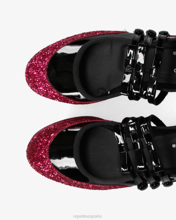 calzado Repetto x noir kei ninomiya - merceditas con plataforma y purpurina rosa fucsia y negro mujer 6NH6159